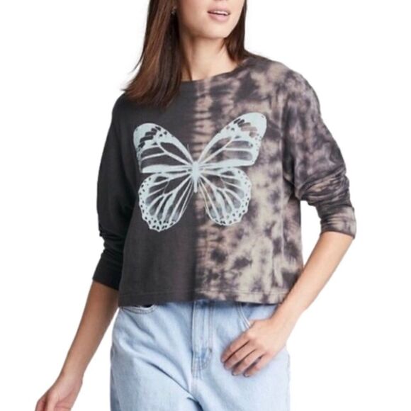 Wild fable tie dye butterfly crop tee size medium - Picture 1 of 4